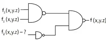 logic circuit with inputs f1, f2, f3 and output f