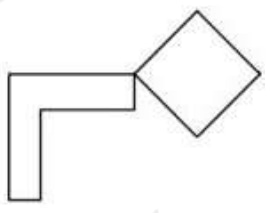 Target outline with a stepped rectangular bend extending left and downward from the left vertex of an upright diamond