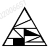 Upright triangle with a striped region at lower-right and a rectangular block at lower-left.