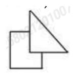 Given figure: a right-angled triangle with a vertical left leg and a horizontal base, overlapped at its bottom-left corner by a rectangle that projects to the left of the leg and below the base.