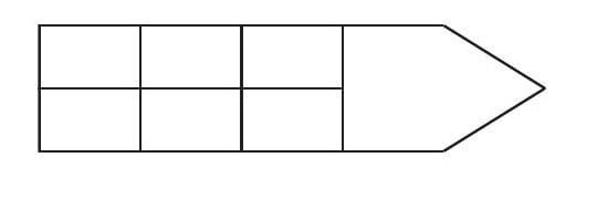 A 3-by-2 rectangular grid followed by an open triangular arrowhead with no vertical base