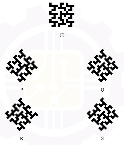 Figure I and four candidate clockwise rotations labelled P, Q, R, and S.