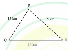 Triangle PQR and road diagram.