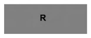 Grey filled rectangular shadow with R printed inside.